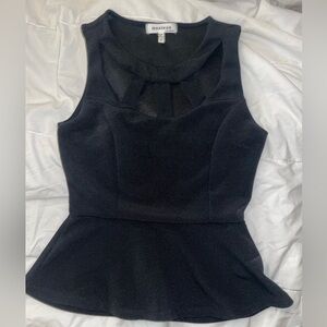 Monteau Black Peplum Sleeveless Blouse